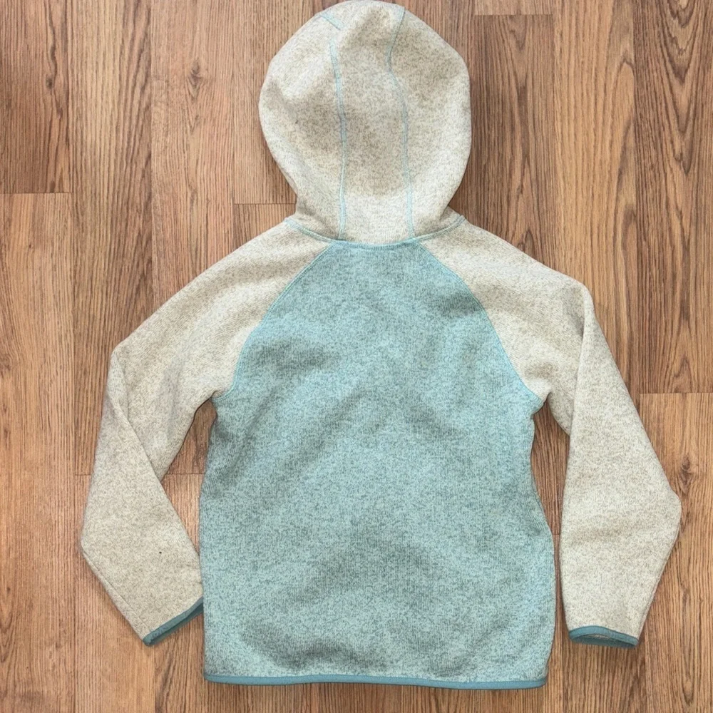 L.L. Bean Kids' Zip-Up Sweater Hoodie in Blue and Cream